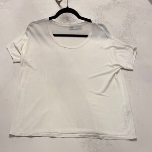 Zara Women's White Short Sleeve Tee